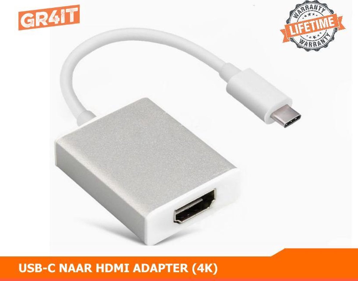 USB-C Naar HDMI Adapter Converter (4K) | Thunderbolt 3 HDMI | Voor USB-C Devices met Display o.a. (MacBook