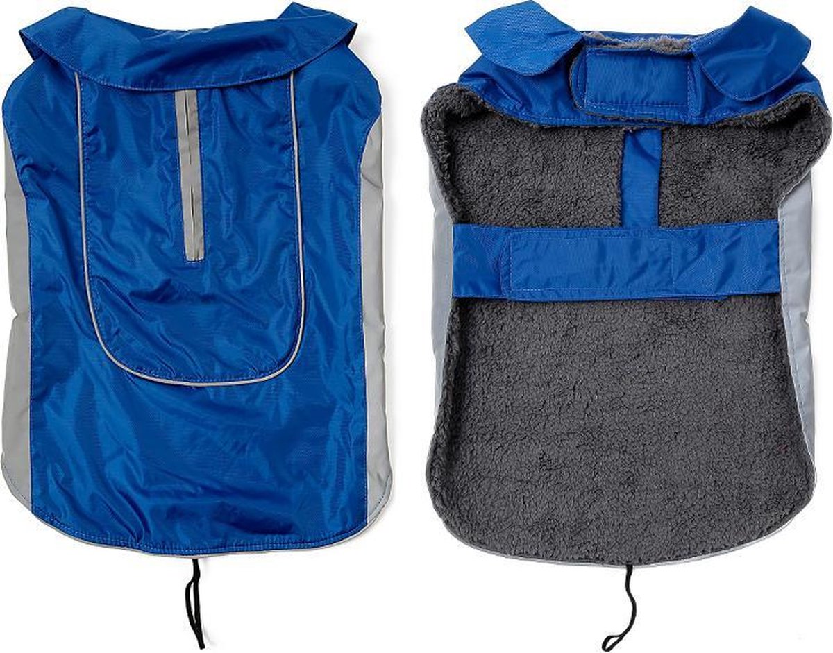 Warm sportief waterafstotend hondenjasje met reflector - LARGE - BLAUW