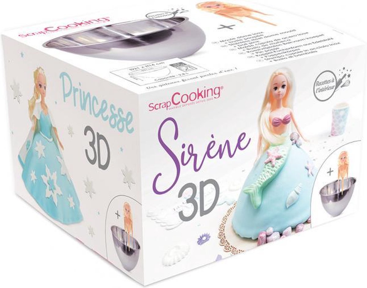 ScrapCooking 3D Dome Inox - RVS mengkom 2-in-1 prinses/ iglo incl. buste - 21x14cm - 2.8 liter