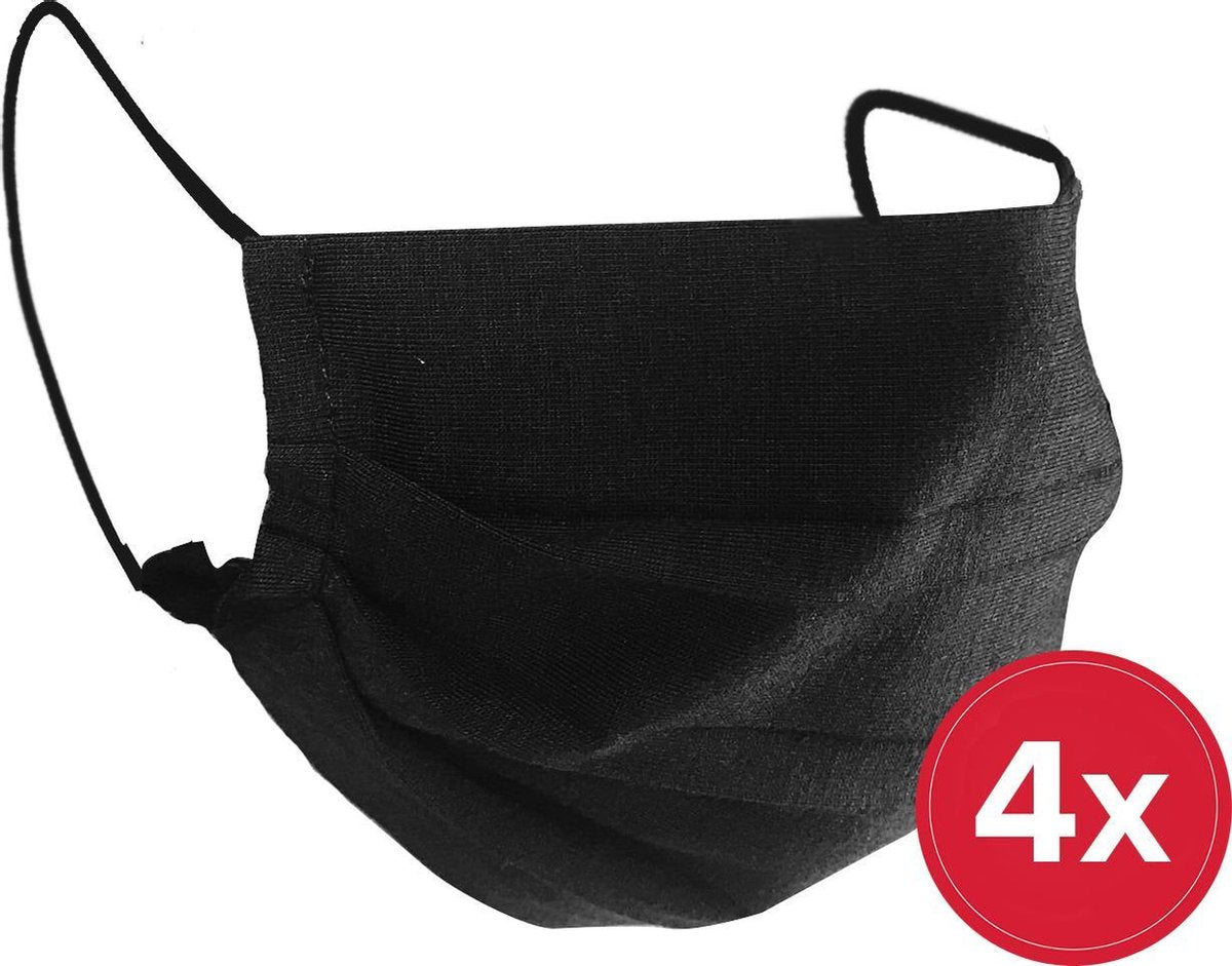 4 Stoffen Mondkapjes Zwart