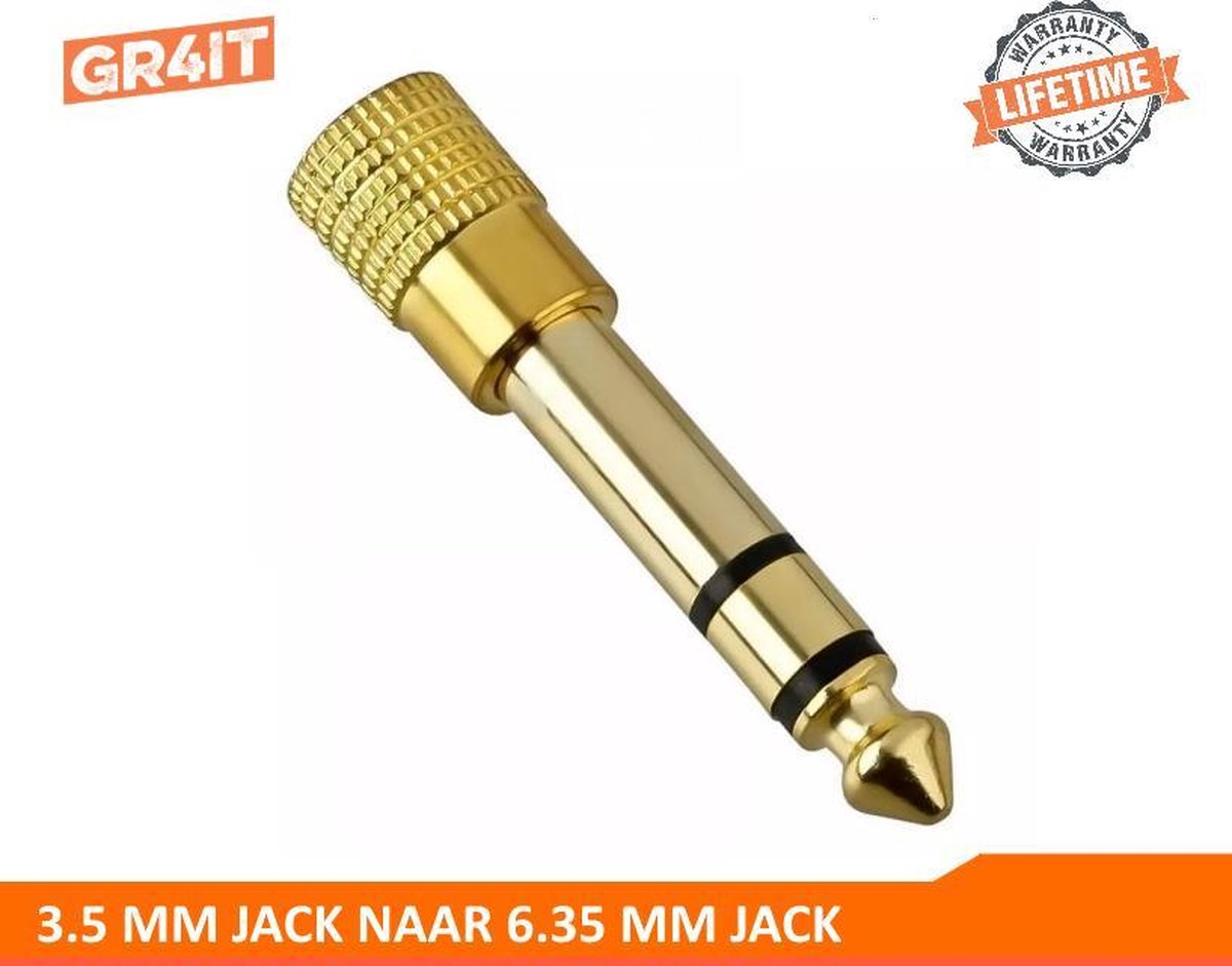 GR4IT Vergulde 6.35mm naar 3.5mm Stereo Plug Jack / AUX Adapter