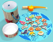 TopBright Visspel Magnetisch met 1 hengel en 16 vissen met scoren en de naam van de vissen - Hengelspel - Fishing Game - Houten Magnetisch Visspel - Fijne motoriek speelgoed - Montessori educatief speelgoed