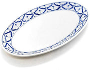 Bord ovaal - Snackschaal - Serveerschaal - Schaal ovaal  - Pineapple - Blauw en Wit - Thais servies  (2 stuks)
