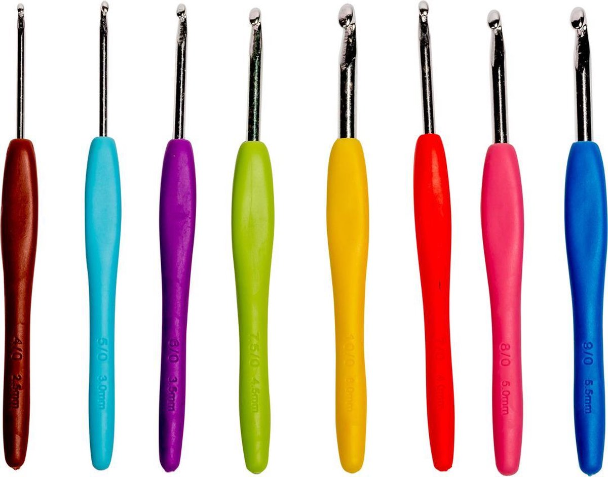 Ergonomische haaknaalden met softgrip – 8-delige haaknaaldenset voor mooie Crochet patronen