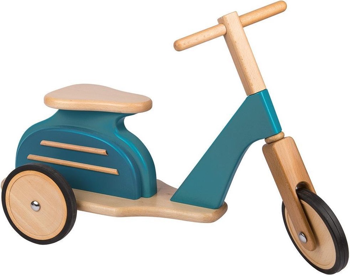 Moulin Roty Blauwe Retro Scooter in Hout