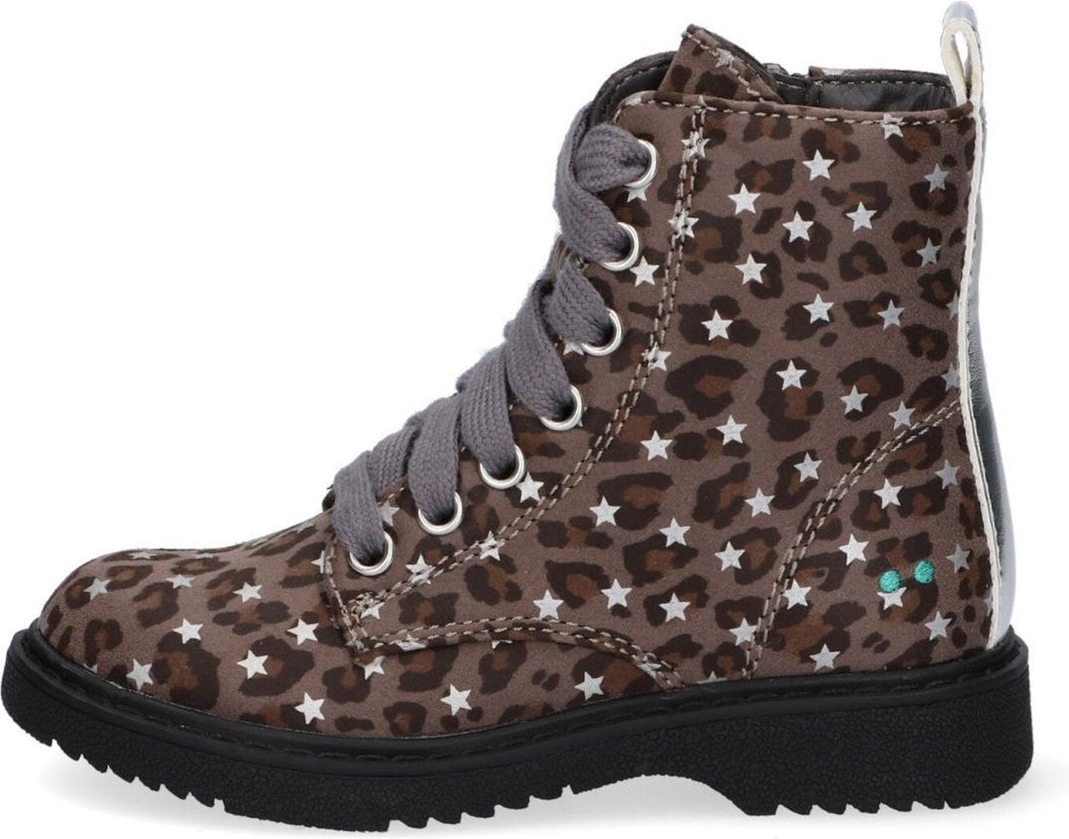Bunnies JR 220941-784 Meisjes Biker Boots - Grijs - Imitatieleer - Veters