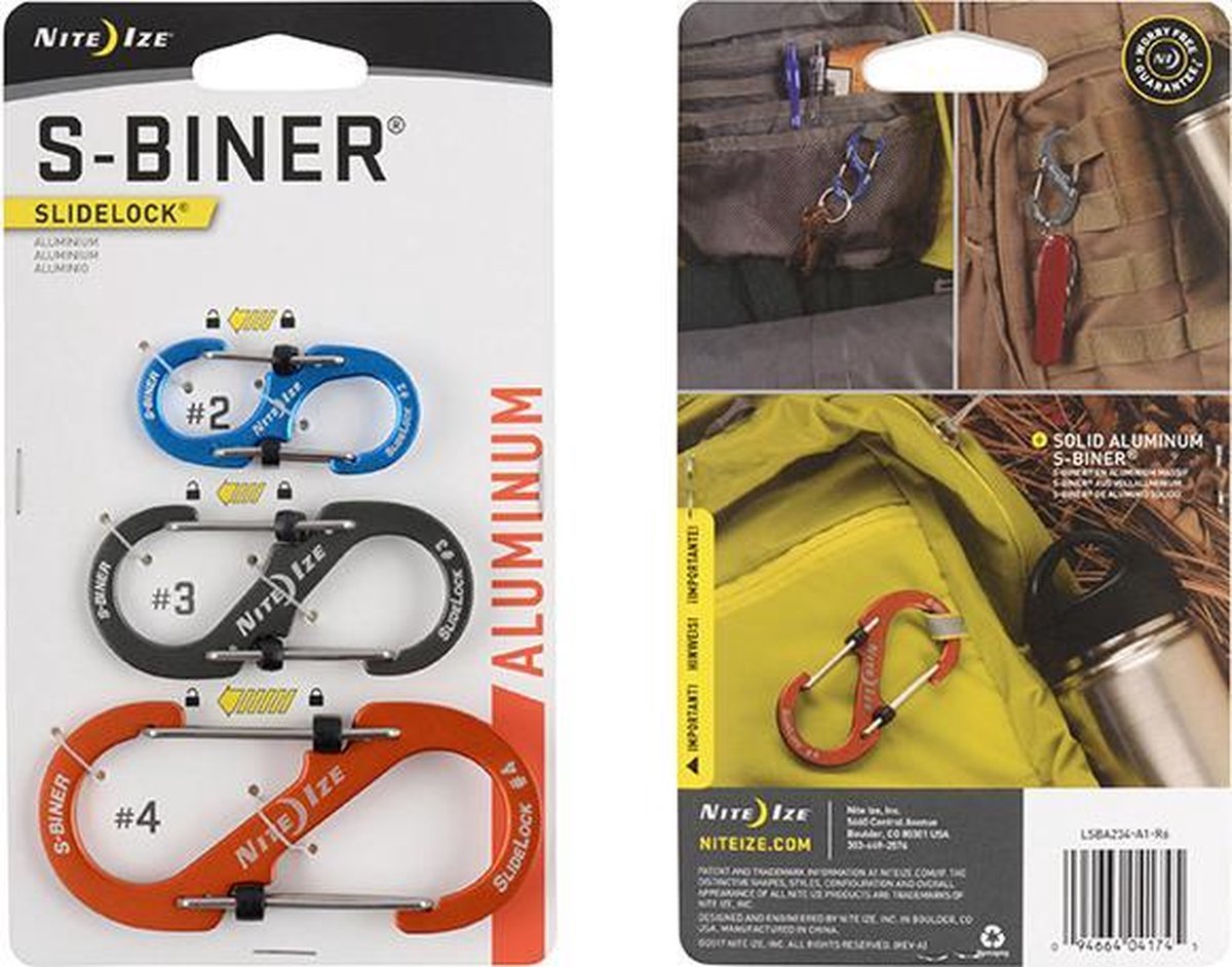 NITE IZE S-Biner SlideLock Aluminum - 3 Pack