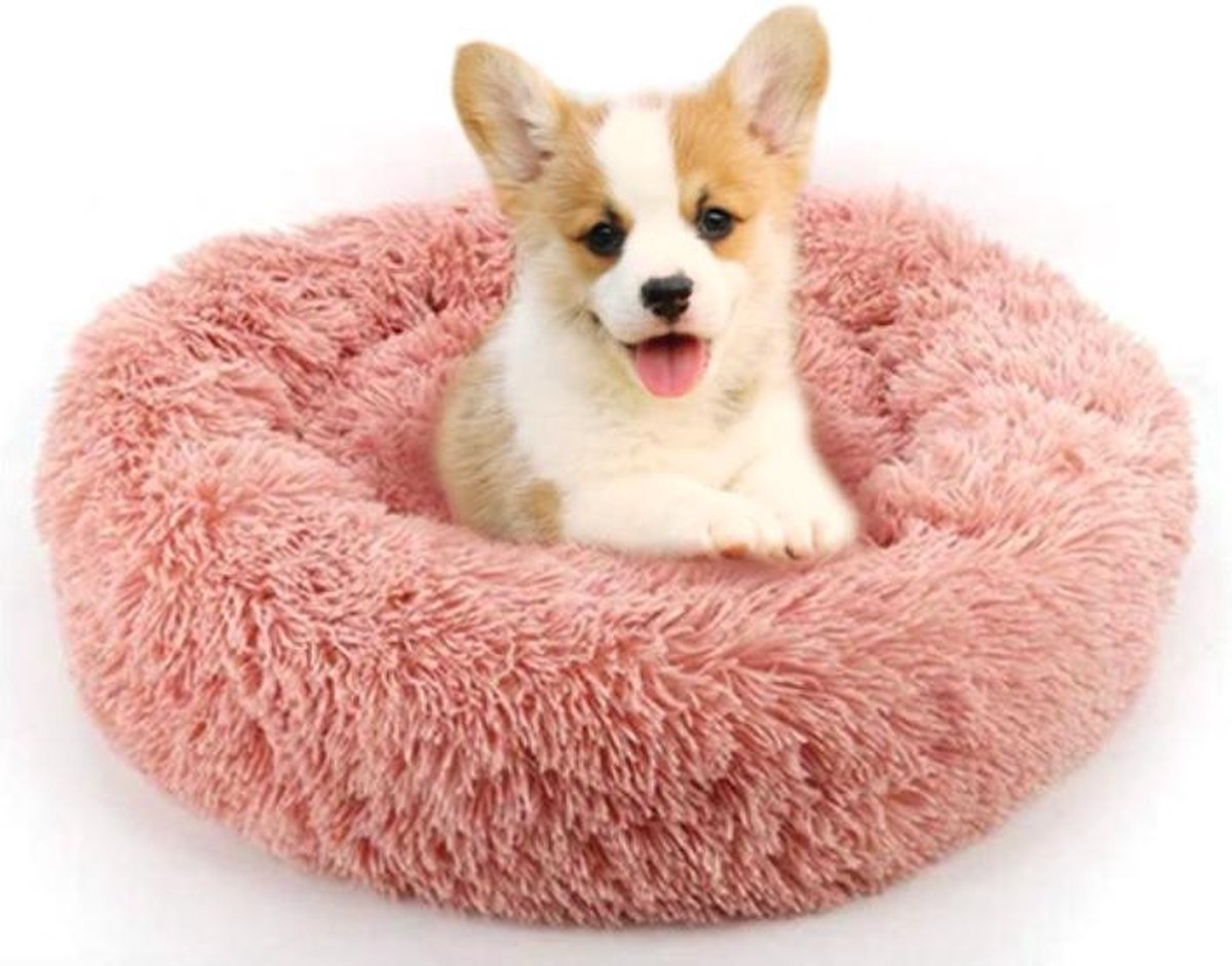 Donut hondenkussen | Zalm Roze | 80 cm | Geschikt voor dieren van tot ongeveer 60cm | Hondenmand | Zacht