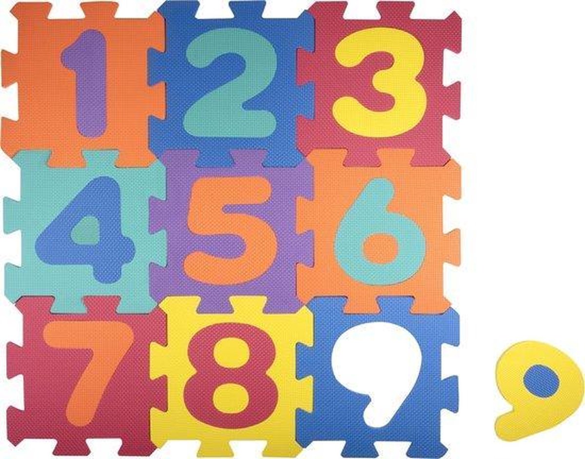 A&K Puzzelmat - 18 Stukken - Met Gekleurde Cijfers - 96 x 96 cm - Foam