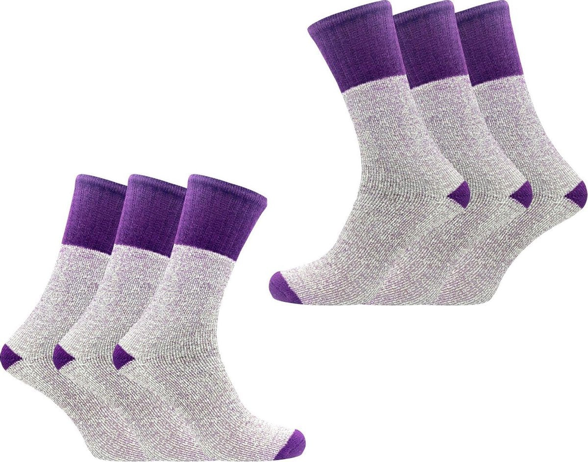 Classinn® "Trango" Dames Thermosokken - eenmaat 36 - 41 - Paars - 6 paar