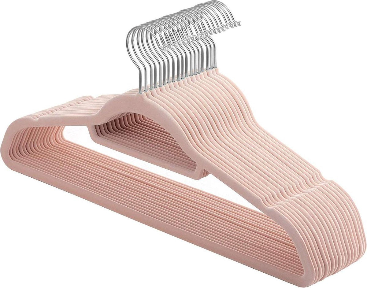 Nancy's Kledinghanger set van 20 stuks - Anti slip - Kledinghangers fluweel roze