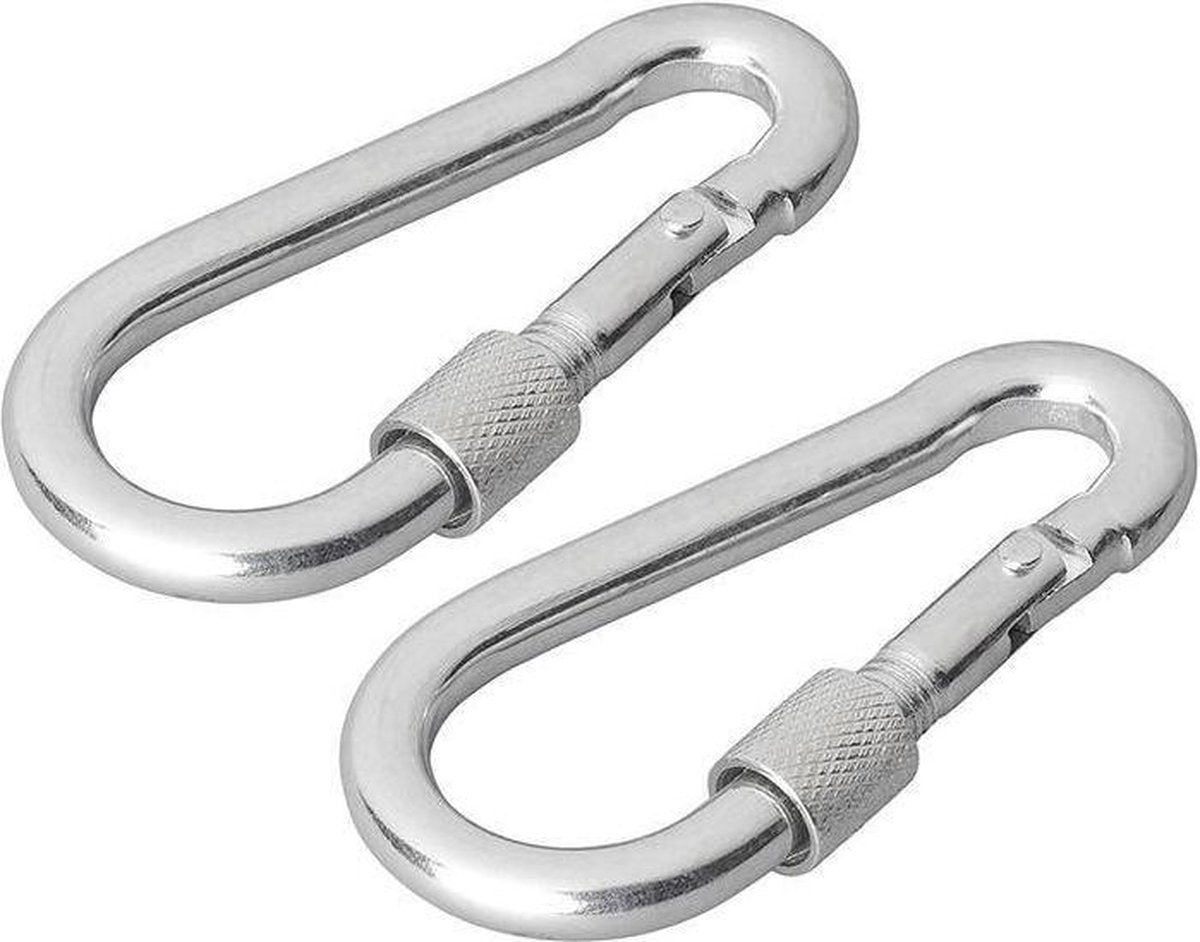 Pro+ Karabijnhaak metaal 8x80mm met schroefsluiting 2 stuks in blister