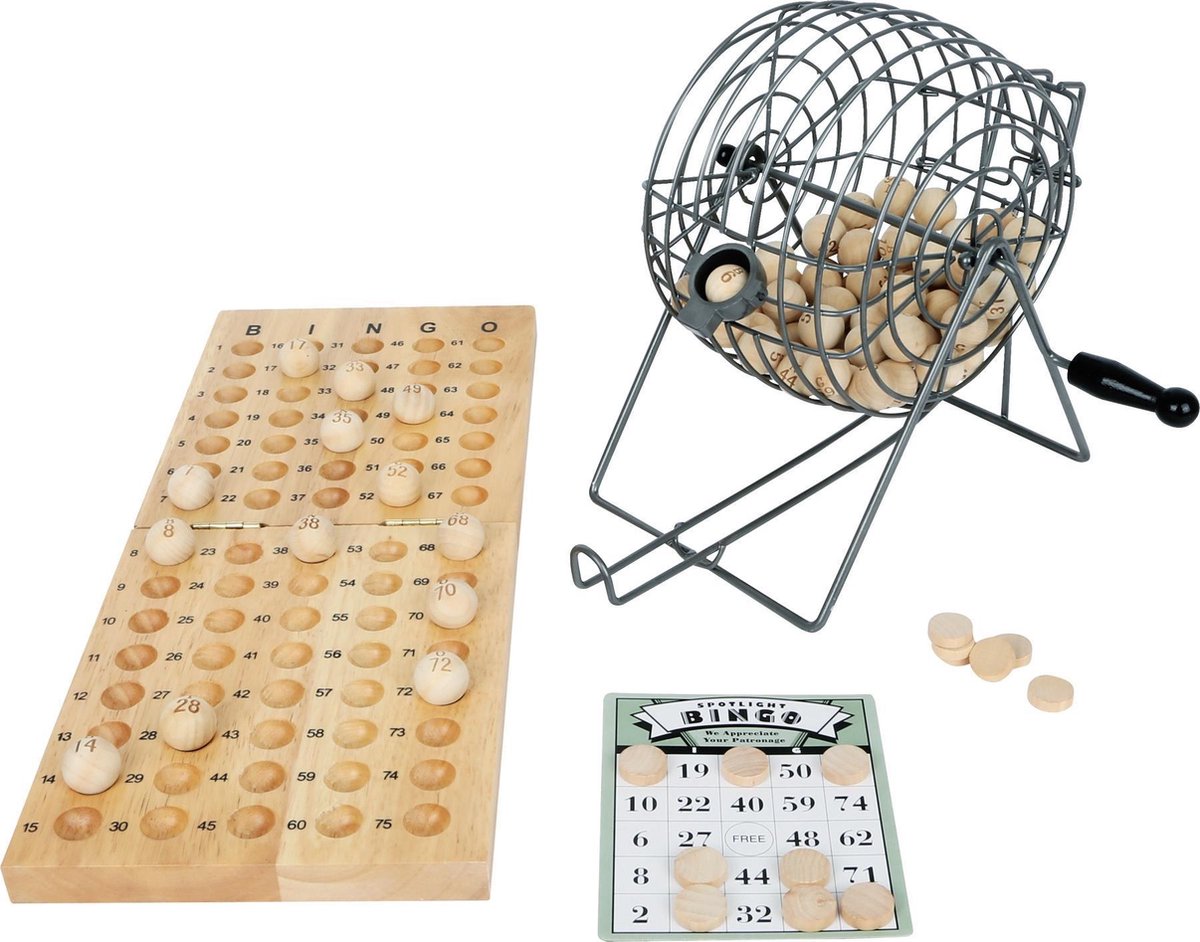 Luxe bingo spel metaal/hout complete set nummers 1-75 met molen