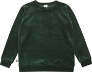 HEBE - sweater cotton velvet - emerald green - Maat 122/128