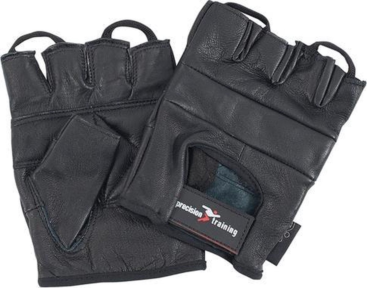 Precision Training Fitness-handschoenen Leer Zwart Maat S