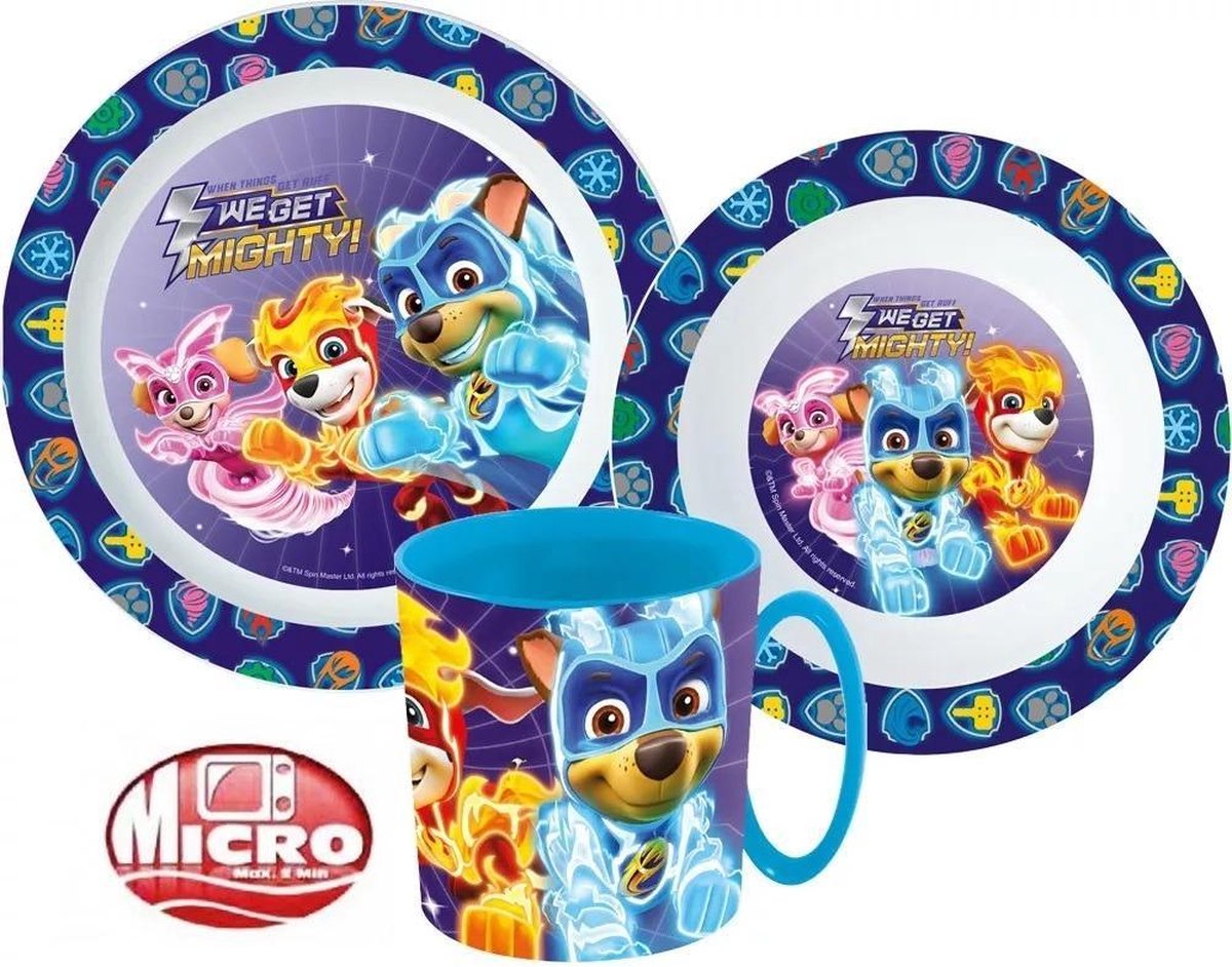 Paw Patrol 3 delig ontbijtset - servies - magnetron bestendig
