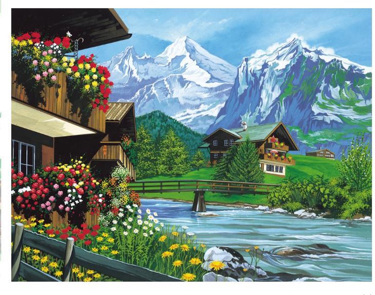 Schilderen op nummer Berg landschap 30x40