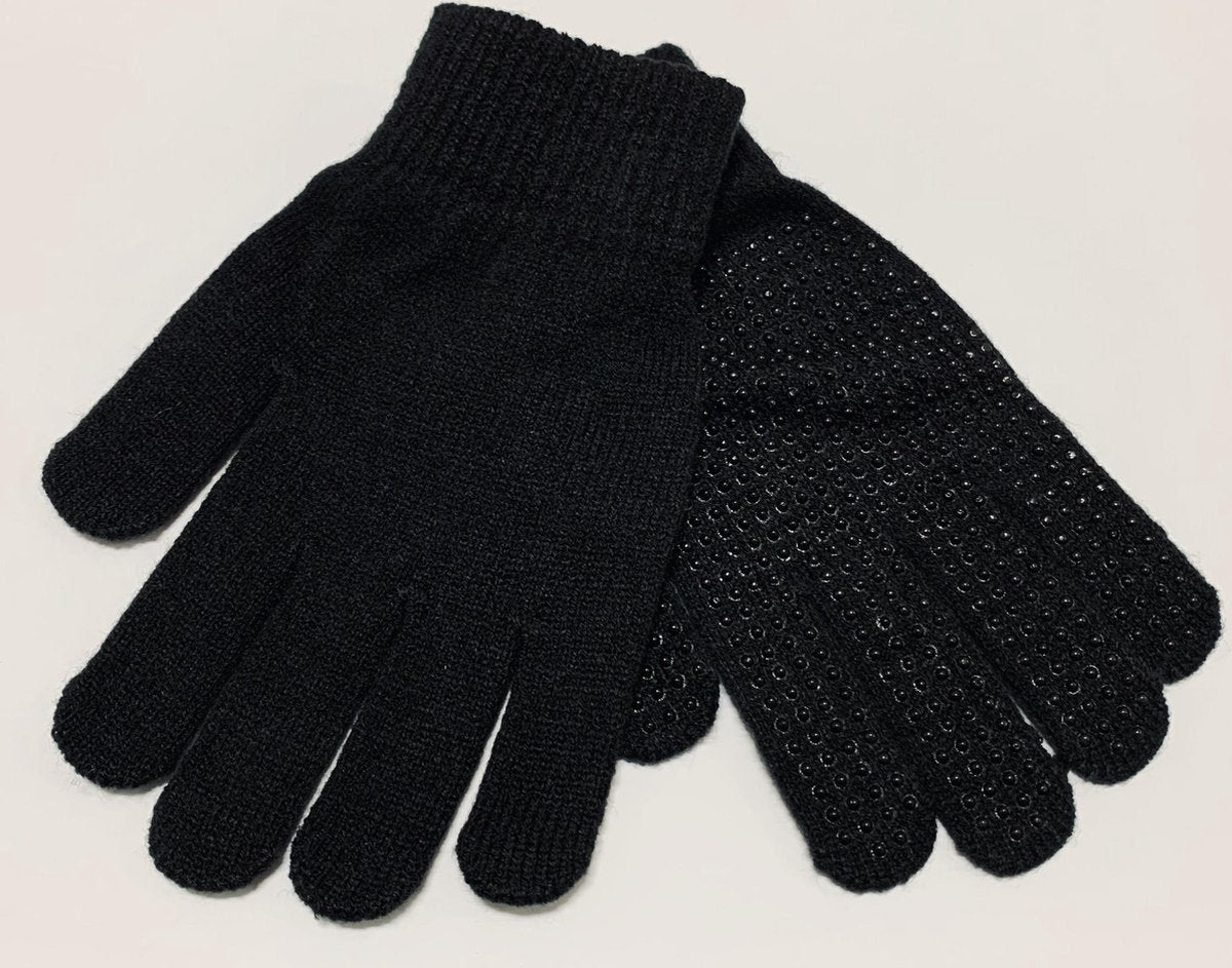 Handschoenen gebreid anti-slip grip sport zwart senior maat s/m