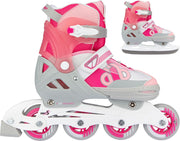 Nijdam Skates Combo Verstelbaar - Bold Berry - Fuchsia/Zilvergrijs/Wit/Roze - Maat 29-32