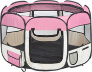 Tectake Opvouwbare Puppyren - Roze - 125 x 125 x 64 cm - Incl. Draagtas