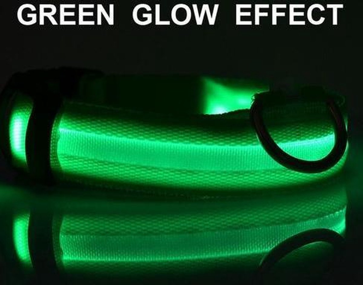 Lichtgevende LED halsband - USB oplader - Maat L