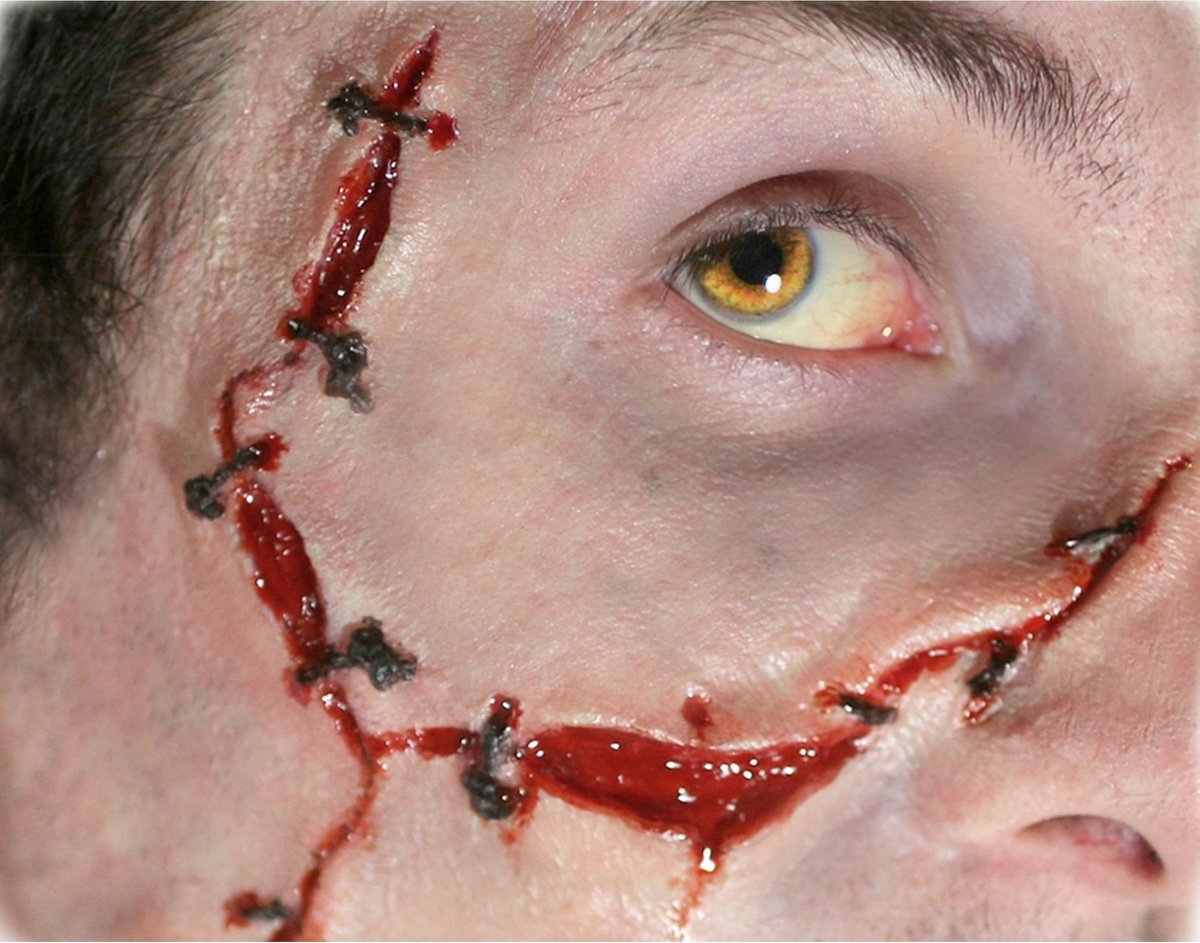 "Nep wonden met hechtingen Halloween - Schmink - One size"