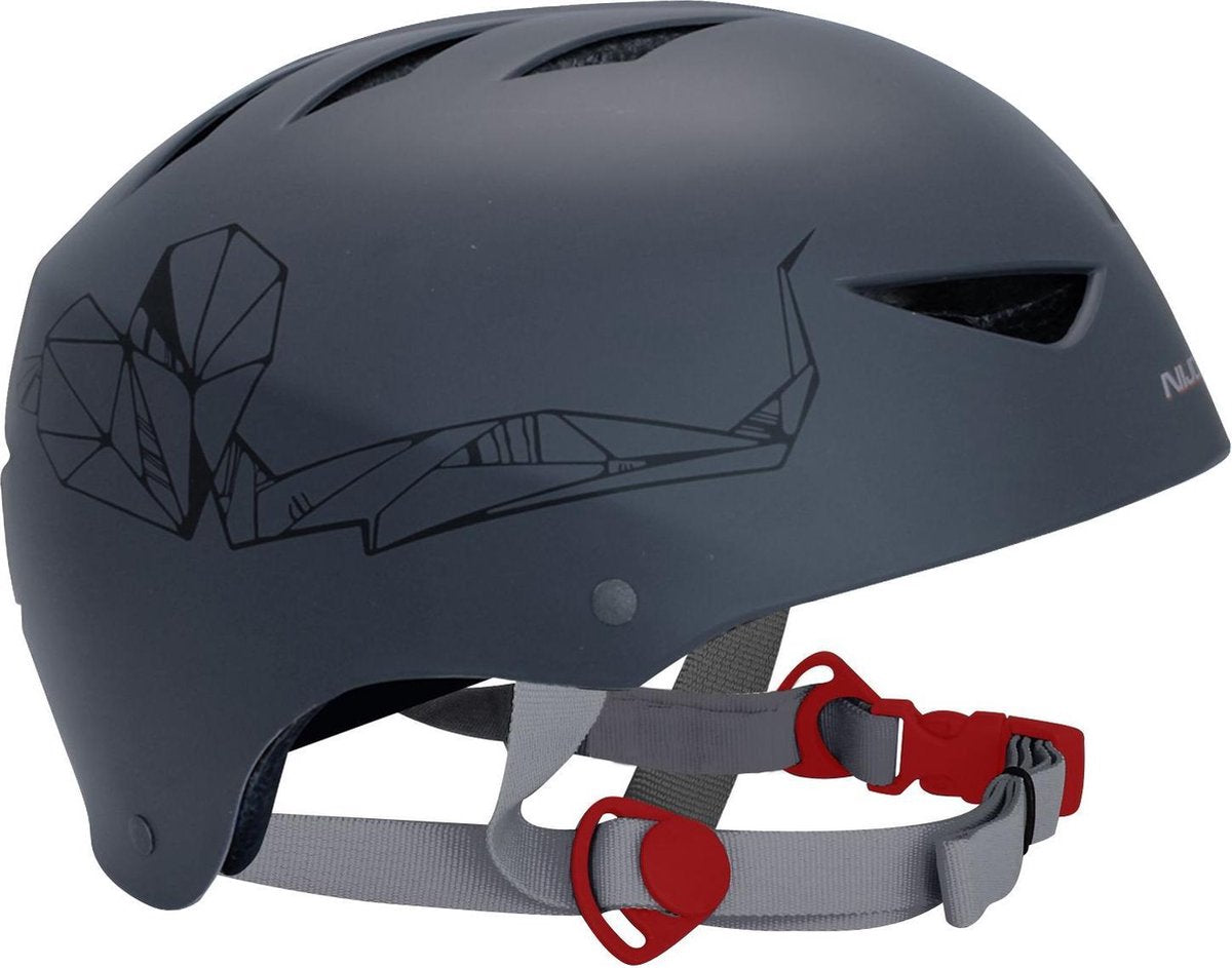 Nijdam Skatehelm Deluxe Print - Aggressive - Antraciet/Zwart/Rood - S