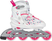 Nijdam Inline Skates Verstelbaar - White Wedge - Wit/Zilvergrijs/Fuchsia/Marine - 37-40