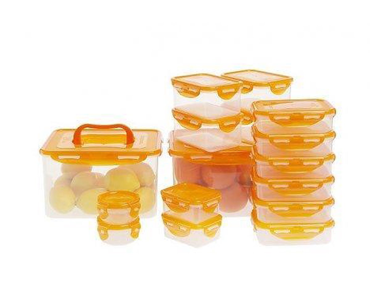 Lock&Lock Vershoudbakjes - Set van 16 Stuks - Oranje deksels