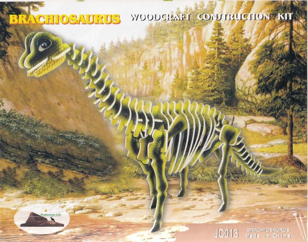 3D puzzel bouwpakket Dino Brachiosaurus + Dimeterodon in kleur
