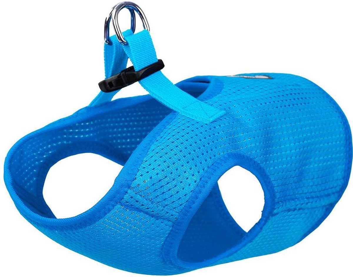 Comfortabel zittende honden harnas in ademende gaas stof - XS - BLAUW