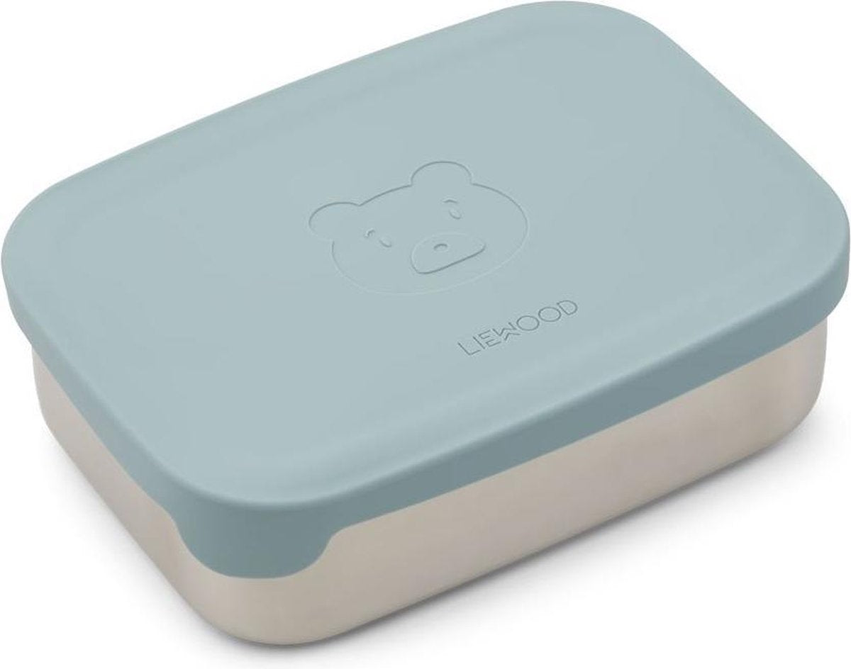 Nina Large Lunch Box Mr Bear Sea Blue | Liewood