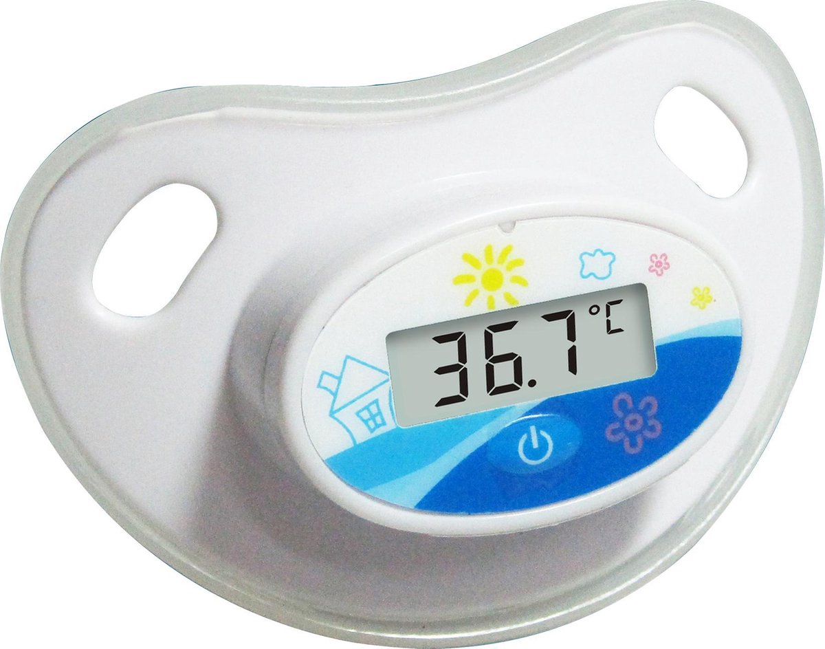 Camry fopspeen - speen - wit -blauw met thermometer
