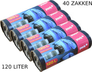 Vuilniszakken Afvalzakken | Inhoud 120l | 4 rollen = 40 zakken | Voordeelverpakking | 105 x 70 cm | Extra sterk 29µm