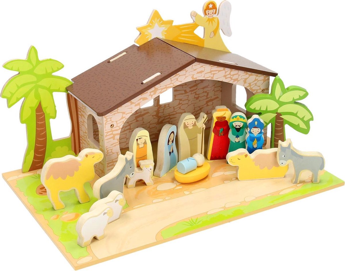 Houten Kerststal met grondplaat