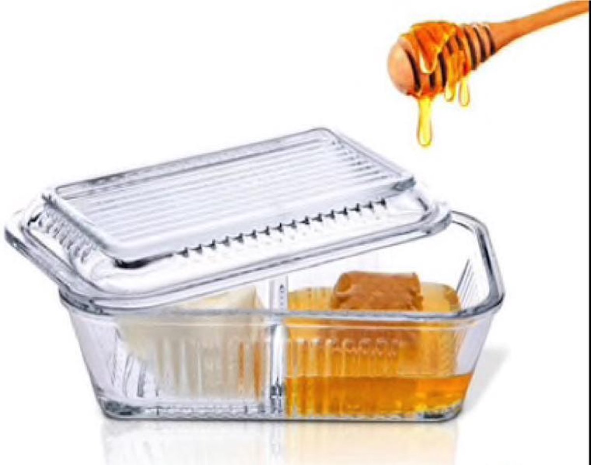 Glazen Vershoudbakje - 2-delig - Met deksel-  480 ml