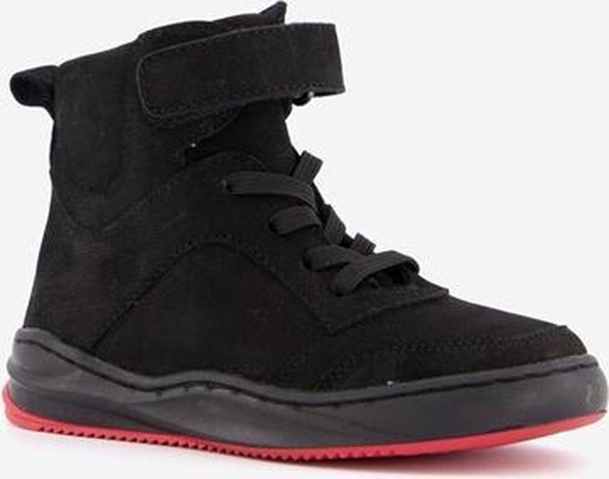 Groot hoge leren jongens sneakers - Zwart - Maat 25