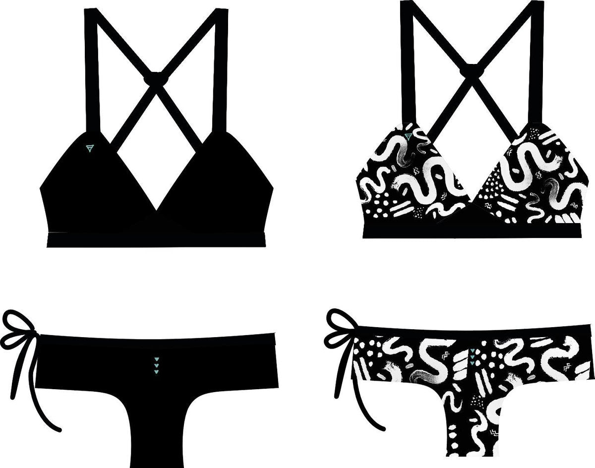 Bikinibroekje Eco | All Black+ Wild Snakes | Omkeerbaar - XL (42)