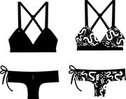 Bikinibroekje Eco | All Black+ Wild Snakes | Omkeerbaar - XL (42)