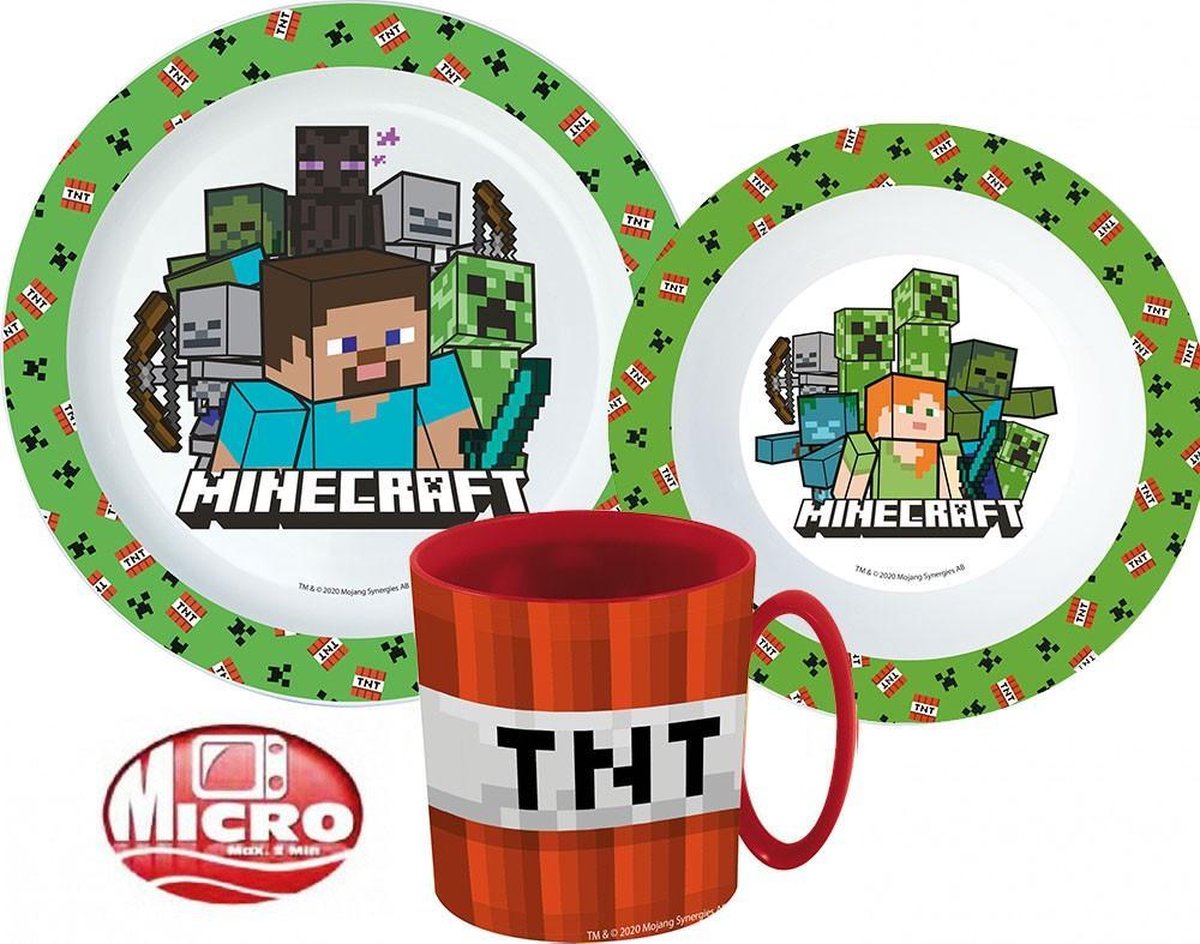 MINECRAFT ontbijtset 3 delig - bord