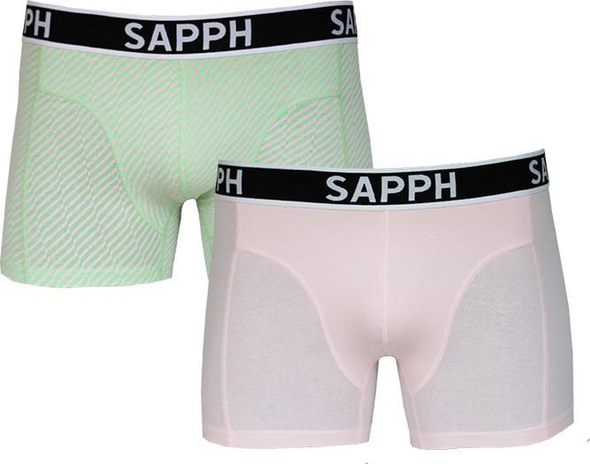 Sapph Boxershort Heren - Liam - Katoen - 2pack - Mint/Roze - S