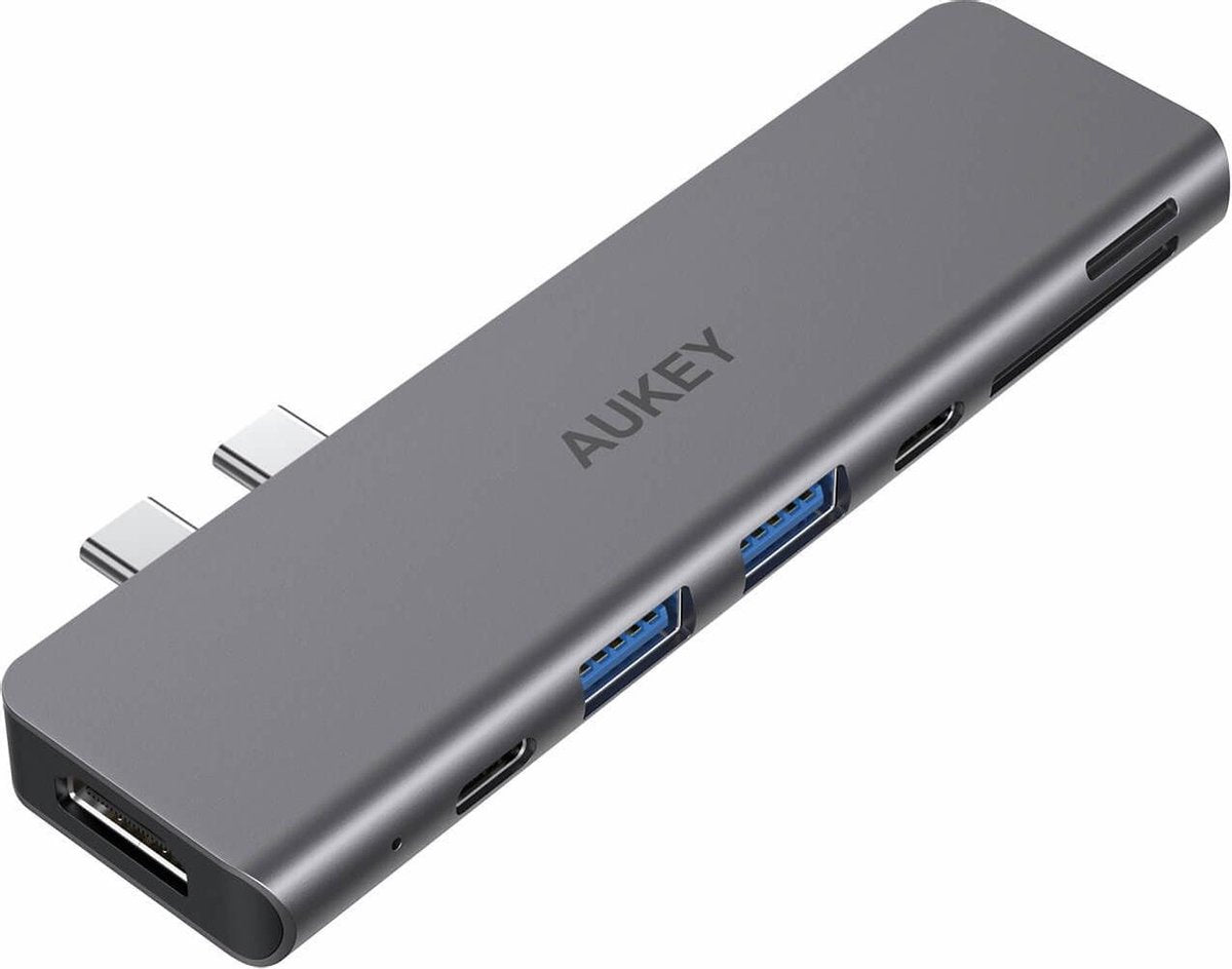 AUKEY CB-C76 interface hub USB 2.0 Type-C 40000 Mbit/s Grijs