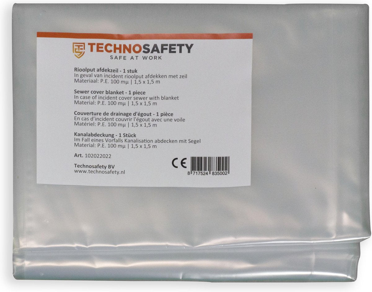 Technosafety Riool Afdekzeil 150 x 150 cm - 100my - PE