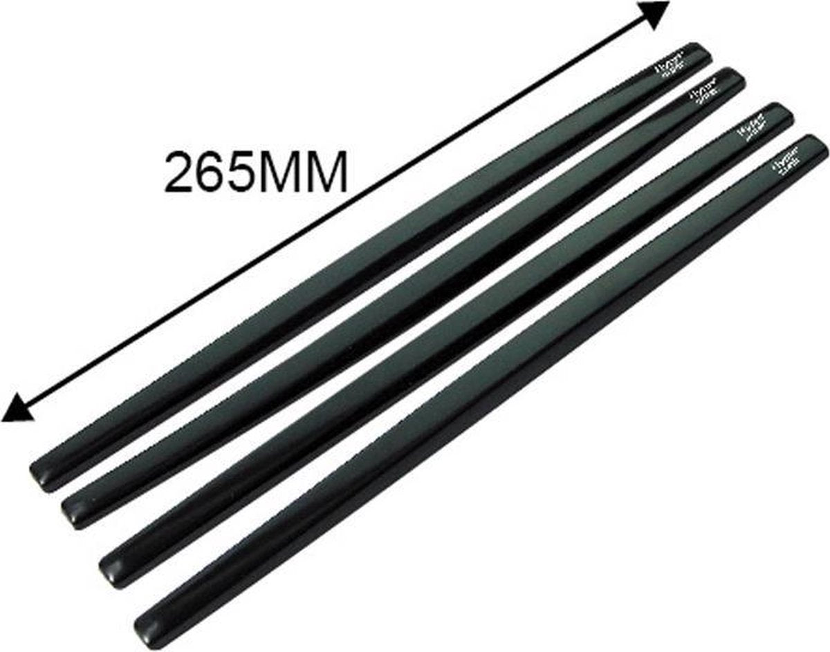 Hypersonic Set universele bumperbeschermstrips 265x12mm - Zelfklevend - Zwart - Set à 4 stuks