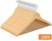 Relaxwonen | Kledinghangers | Set van 100 stuks | Hout | Bruin | Draaibare haak