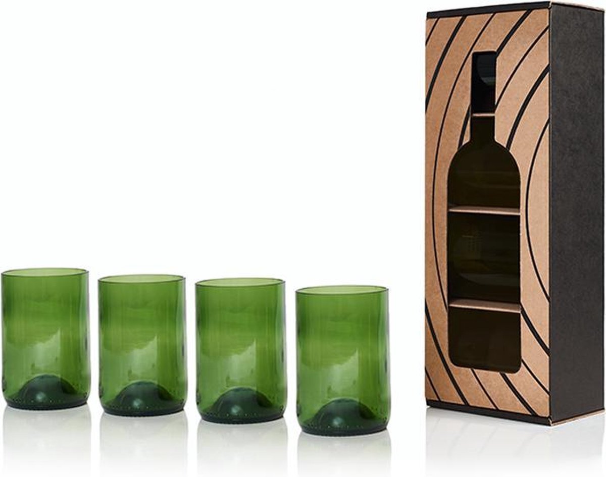 Rebottled Tumbler 4-Pack Drinkglazen - Duurzaam - Groen - 4 stuks - 330 ml