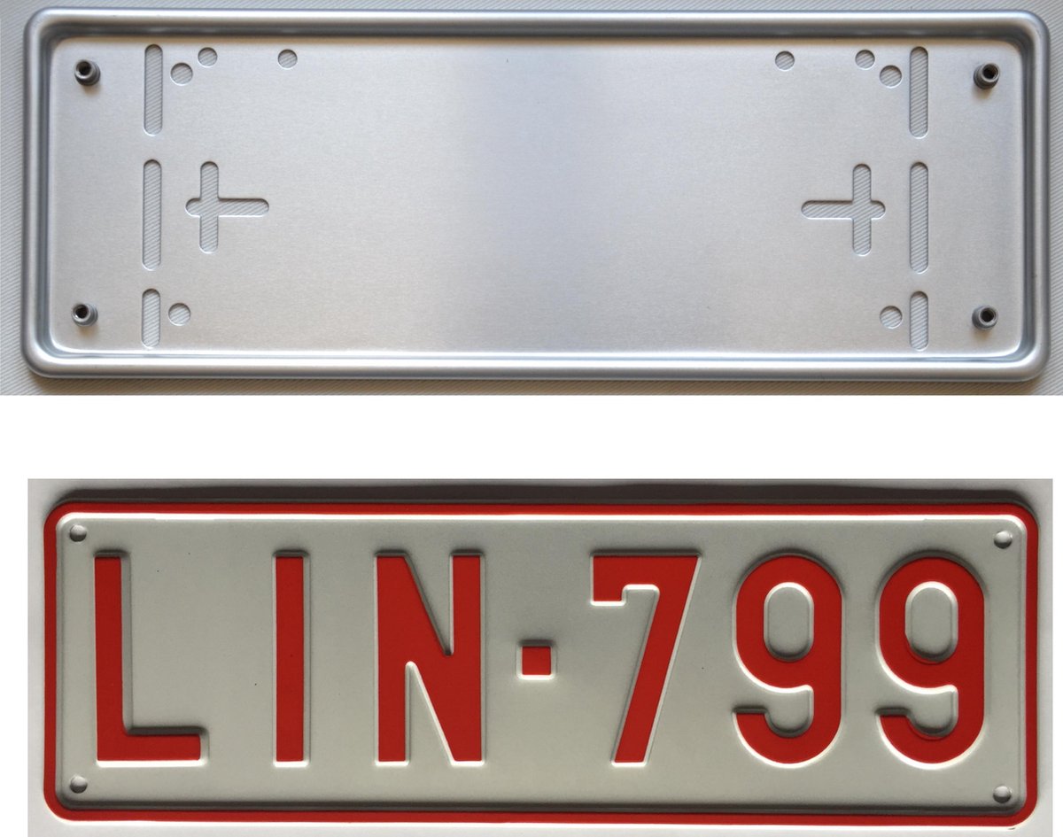 Nummerplaathouder ZILVER ALU voor nummerplaat 340x110mm BELGIË