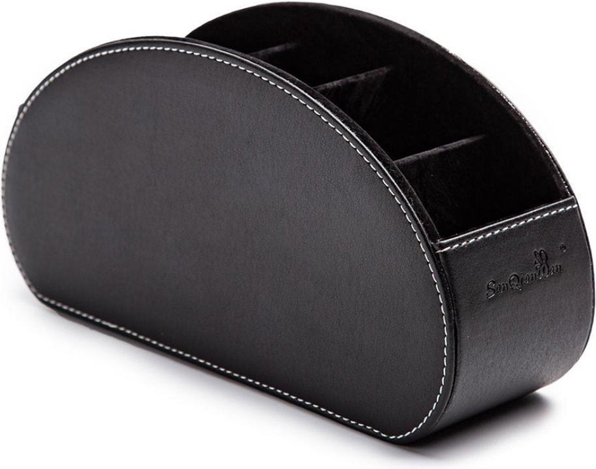 NoordLing Bureau en Afstandsbediening Organizer - Bureau Organizer - Bureau accessoires - Pennenhouder - Pennenbakje - Desk Organizer - Afstandsbediening Houder - Gsm houder - PU Leer - Zwart