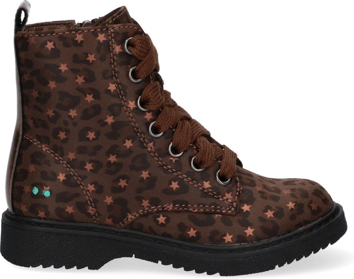 Bunnies JR 220941-718 Meisjes Biker Boots - Bruin - Imitatieleer - Veters
