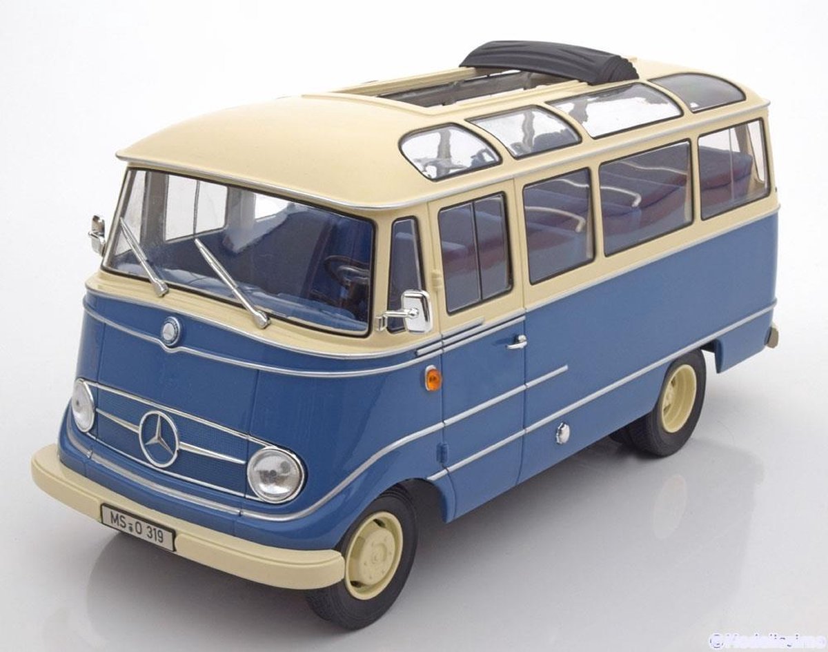 Mercedes-Benz O319 Bus 1960 (Blauw/Wit) (27cm) 1/18 Norev - Modelauto - Schaalmodel - Model auto - Miniatuurautos - Miniatuur auto